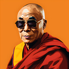 man wearing sunglasses Dalai Lama - obrazy, fototapety, plakaty