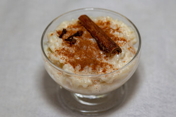 Traditional rice pudding. Sweet dish made by cooking rice in milk and sugar, some recipes include cinnamon, vanilla or other ingredients, it is a very easy dessert to make .