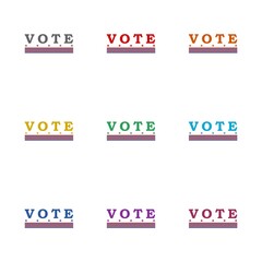 Vote on election day icon isolated on white background. Set icons colorful