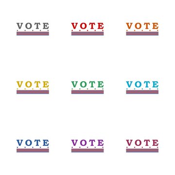 Vote on election day icon isolated on white background. Set icons colorful