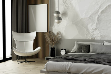 Luxury bedroom with elegant and modern details, 3D render