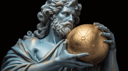 the Greek God Atlas holding the globe golden