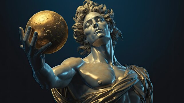 the Greek God Atlas holding the globe golden