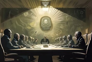 a secret society meeting plotting a conspiracy
