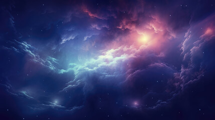 Fototapeta premium A vibrant space galaxy cloud nebula in a starry night cosmos. Perfect for astronomy and universe science themes. Supernova background wallpaper.