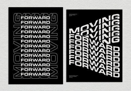 Stacked Type Posters Layout Design Set