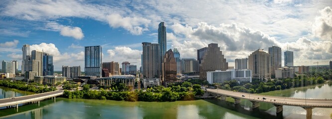 4K Image: Austin, Texas USA Skyline with Modern Buildings along the Colorado River