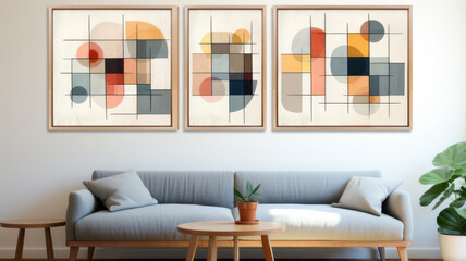 Expressive Geometric Wall Paintings Set for Your Walls