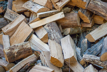 stack of the wooden logs for winter fire
