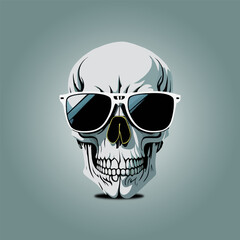 A skull wearing black sunglasses.