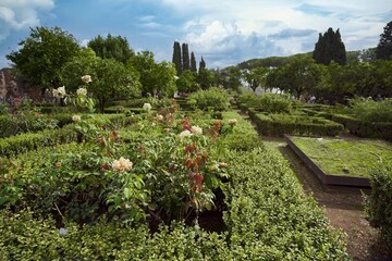 Fototapeta premium Farnese Gardens (Orti Farnesiani) on the Palatine Hill within the archaeological park of the Colosseum, Rome, Italy 