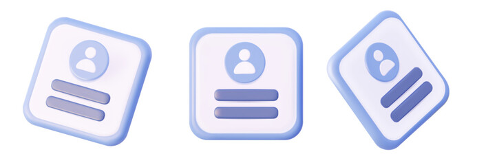 Set 3d user icon avatar. User interface account. Vector illustration.