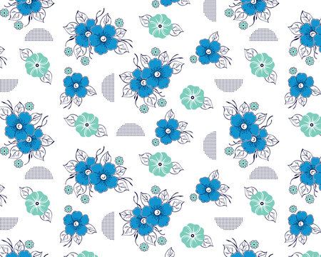 Floral daises pattern with polka elements