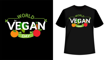 world vegan day Vector T-shirt Design vector  - obrazy, fototapety, plakaty