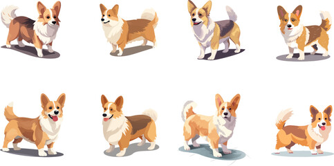 Welsh corgi pembroke clipart. Different poses vector 