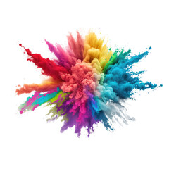 explosion of colored powder. clipart for design. isolated on transparent background.
