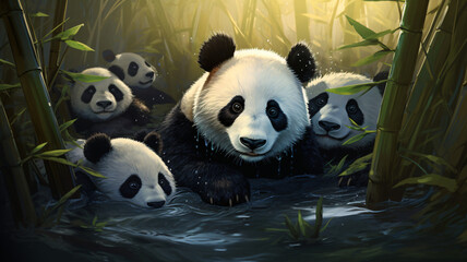 AI generated illustrations of pandas