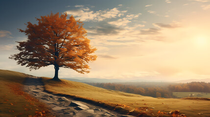 Naklejka premium Autumn forest background