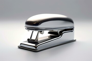 Plain stapler on white backdrop softly lit, exuding calm organization. Generative AI