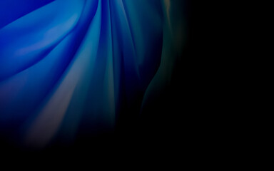 Illustration of a dark background with abstract blue wavy shapes with effects