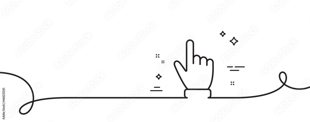 Aufkleber hand cursor line icon. continuous one line with curl. click action sign. finger pointer symbol. curs