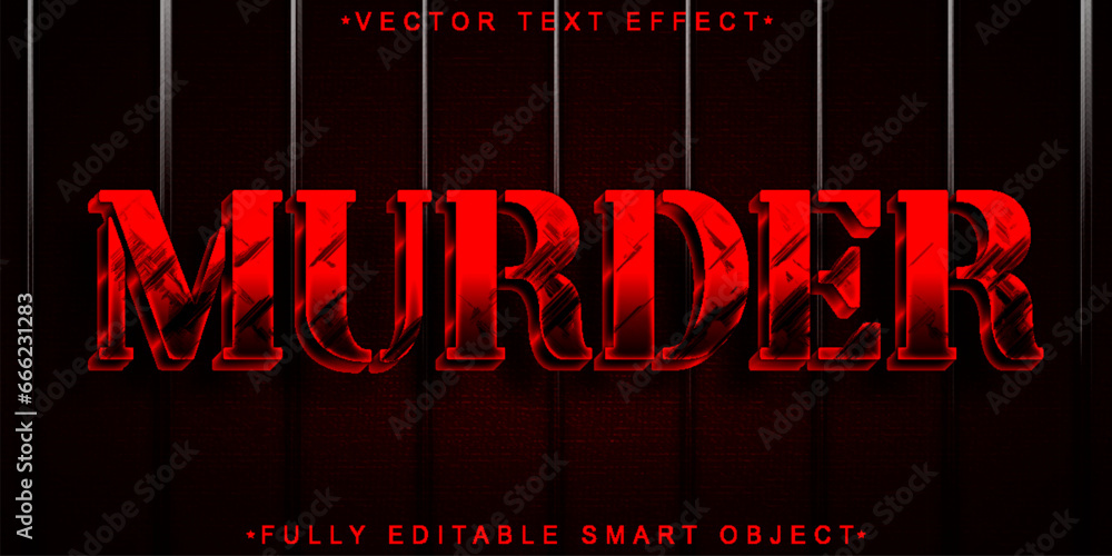 Poster red prison murder vector fully editable smart object text effect