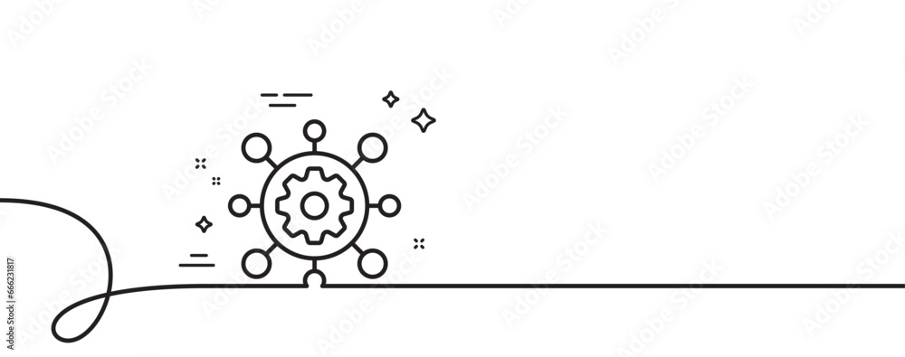 Poster framework line icon. continuous one line with curl. service maintenance sign. execute development sy