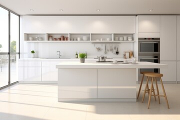 Fototapeta na wymiar Modern, minimalist kitchen interior in a high-tech design style.