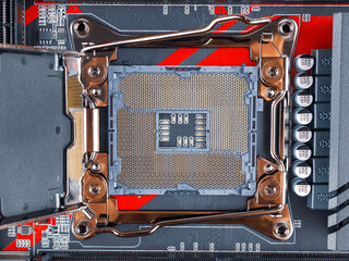 CPU socket connector on computer motherboard