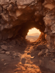 Cave tunnel underground background