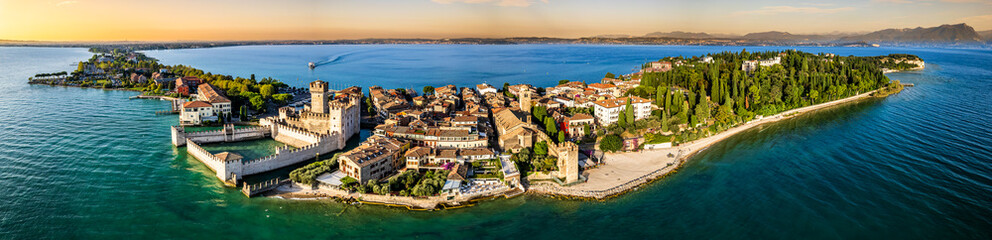 old town and port of Sirmione in italy