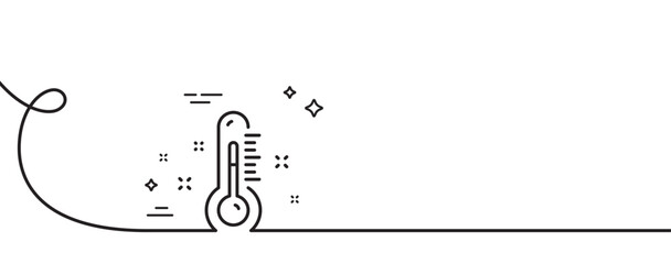 Thermometer line icon. Continuous one line with curl. Temperature diagnostic sign. Fever measuring symbol. Thermometer single outline ribbon. Loop curve pattern. Vector