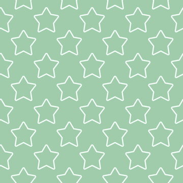 Seamless pattern with green stars