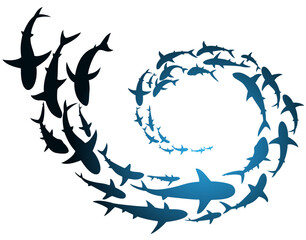 Fish Silhouette of large of shark. Vector illustration.
