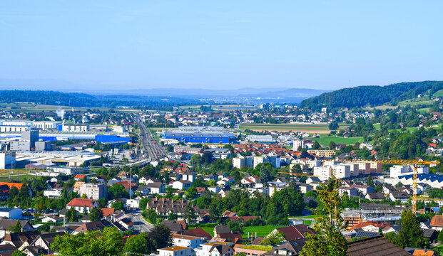 Luftansicht Oensingen, Bezirk Gäu des Kantons Solothurn (Schweiz)