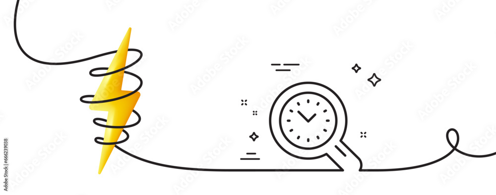 Poster time management line icon. continuous one line with curl. clock sign. work analysis symbol. time man