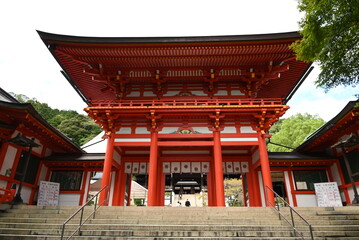 Japan travel guide. Omi Jingu Shrine. A shrine in Otsu City, Shiga Prefecture, Japan, dedicated to...