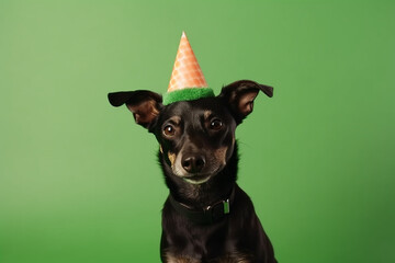 A dog in a holiday hat. AI Generated