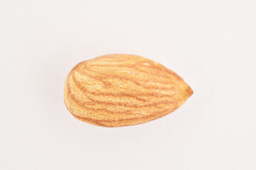 Closeup of almond in white background