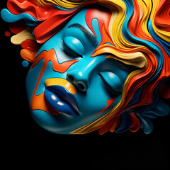 abstract colorful face like liquid