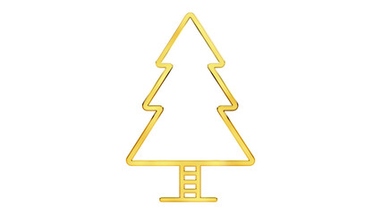 golden christmas tree transparent png icon or golden christmas pine tree isolated on white background.