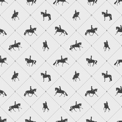 Seamless vector pattern, equestrian, horse riding, dressage