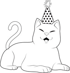Cat Party Party hat Animal Vector Graphic Art Illustration