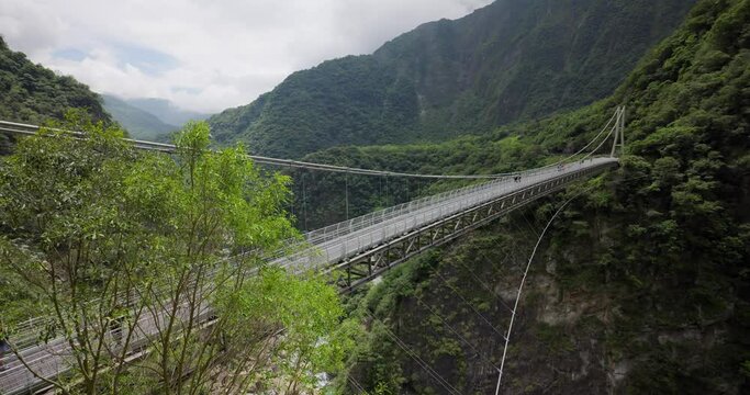 Suspension bridge cross the Liwu river in Hualien taroko Gorge