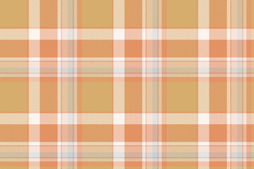 Plaid background, check seamless pattern in beige. Vector fabric texture for textile print, wrapping paper, gift card or wallpaper.