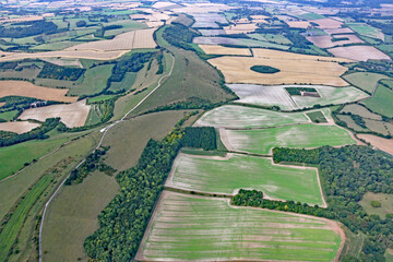 Aerial view of Combe Gibbet, England