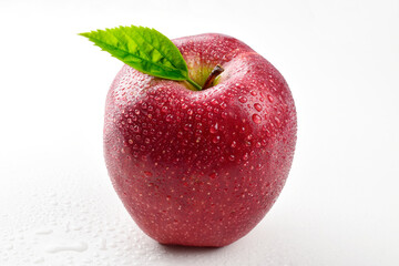 Apple with water drops isolated on white background