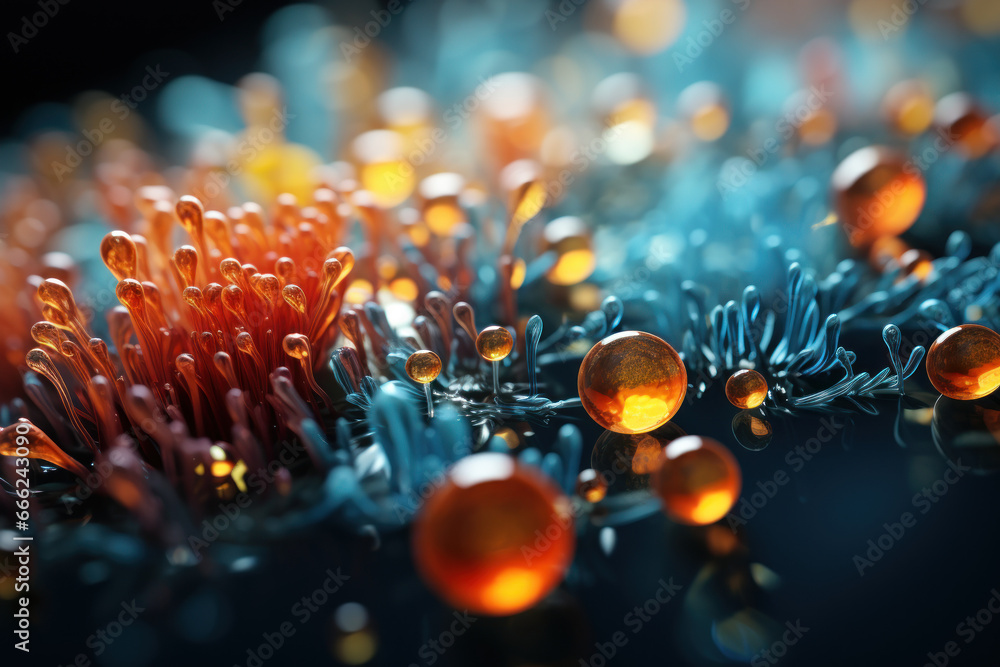 Poster bacterial cells dividing and multiplying in a symphony of life at the cellular level. concept of mic