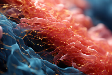 Microscopic details of fabric, emphasizing the diverse textures and patterns. Concept of fashion. Generative Ai.