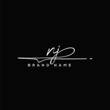 NJ letter beauty handwriting vector logo. 